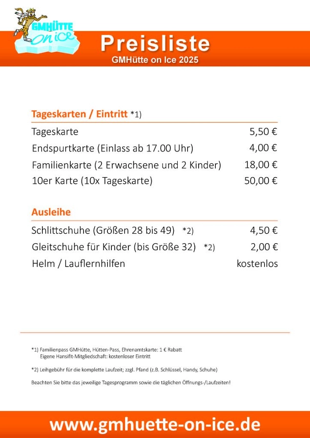 Preisliste GMHütte on Ice 2025 Preisliste GMHütte on Ice 2025 © Stadtmarketing Georgsmarienhütte e.V.